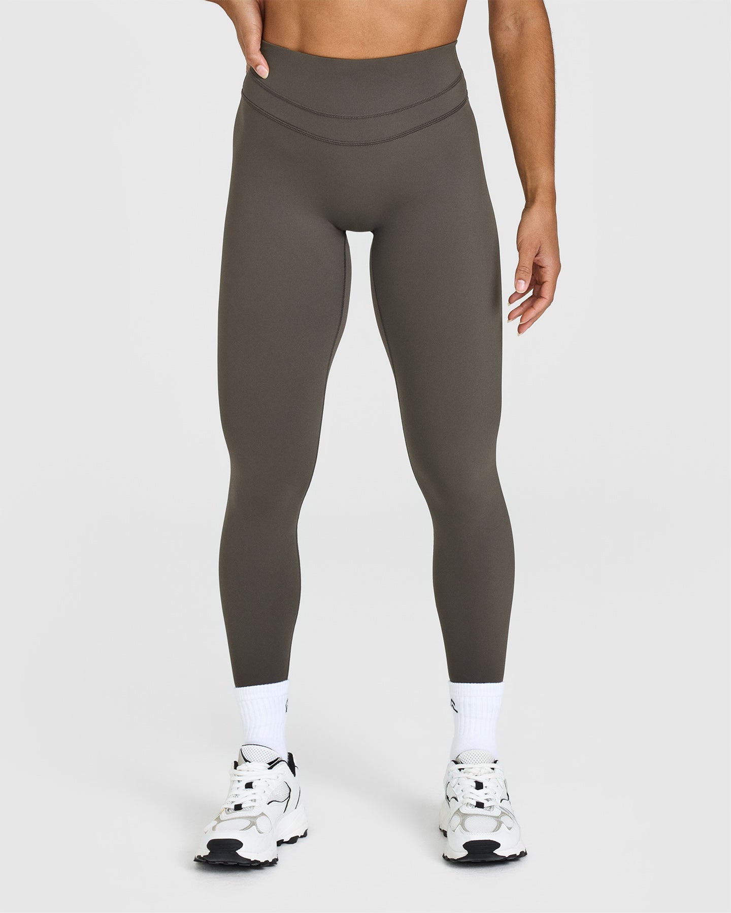 High Waisted Leggings for Women - Seamless Tummy Control Yoga Pants in Deep Taupe | Perfect for Workout, Yoga & Everyday Wear