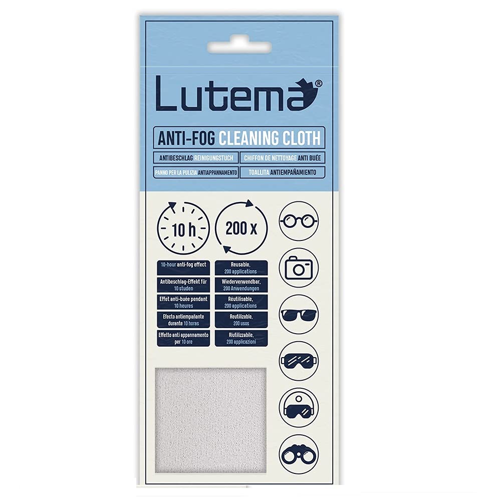 Lutema Premium Anti-Fog Microfiber Cleaning Cloth for Glasses, Goggles & Screens - German Made Reusable Lens Wipe - Safe for All Coatings | Perfect for Skiing, Cycling & Everyday Use
