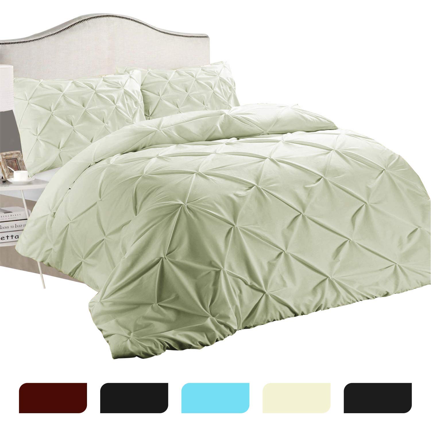 Premium Pinch Pleated Duvet Cover Set - 100% Egyptian Cotton 800 Thread Count King Size - Ultra Soft Comforter Cover with Neat Pleats in Ivory - Perfect for Master Bedroom, Guest Room & Luxury Hotel Decor