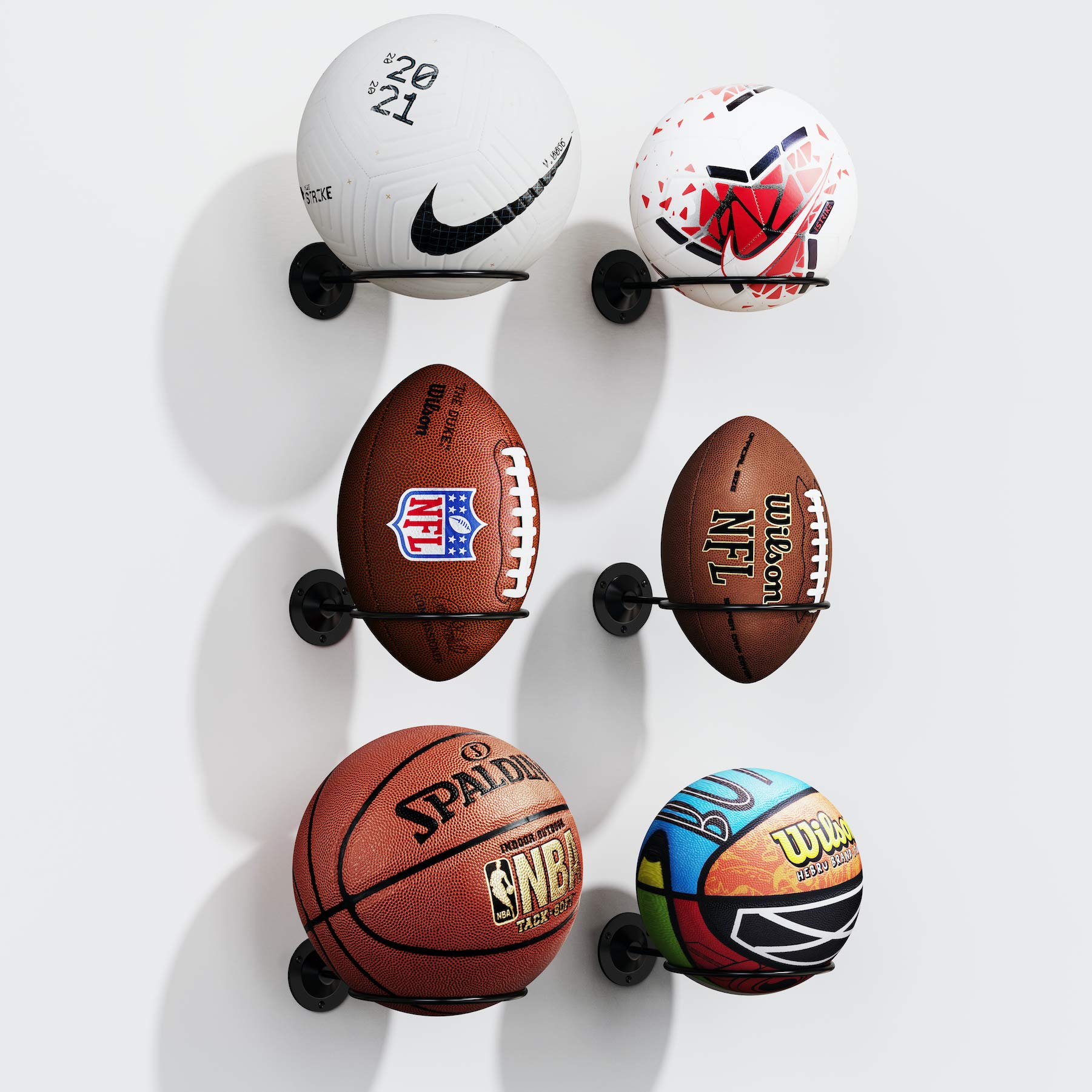 Wall Mount Basketball Holder for Sports Balls - Soccer, Volleyball Storage