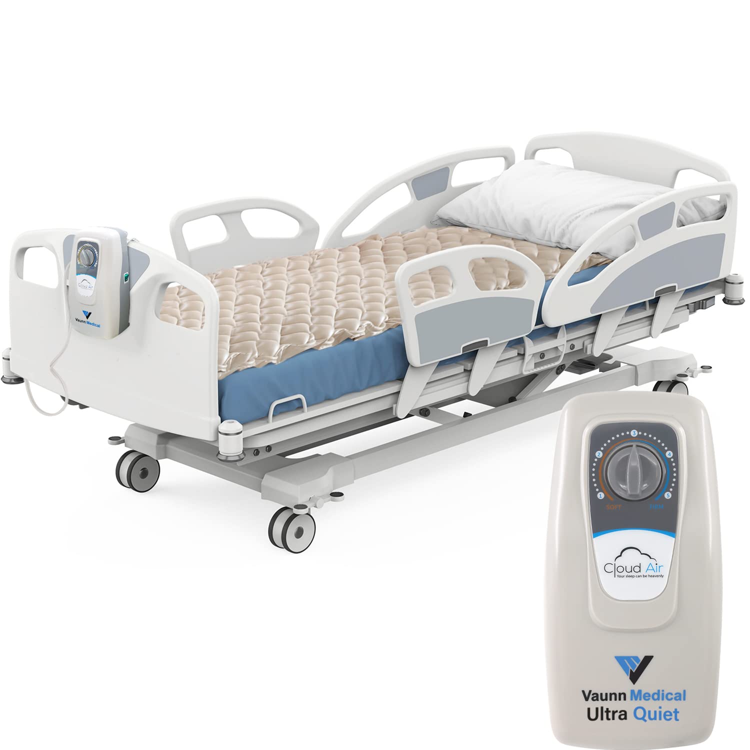 Vaunn Medical Cloud Air Whisper Quiet Alternating Air Pressure Mattress Topper with Pump - Twin Size 36