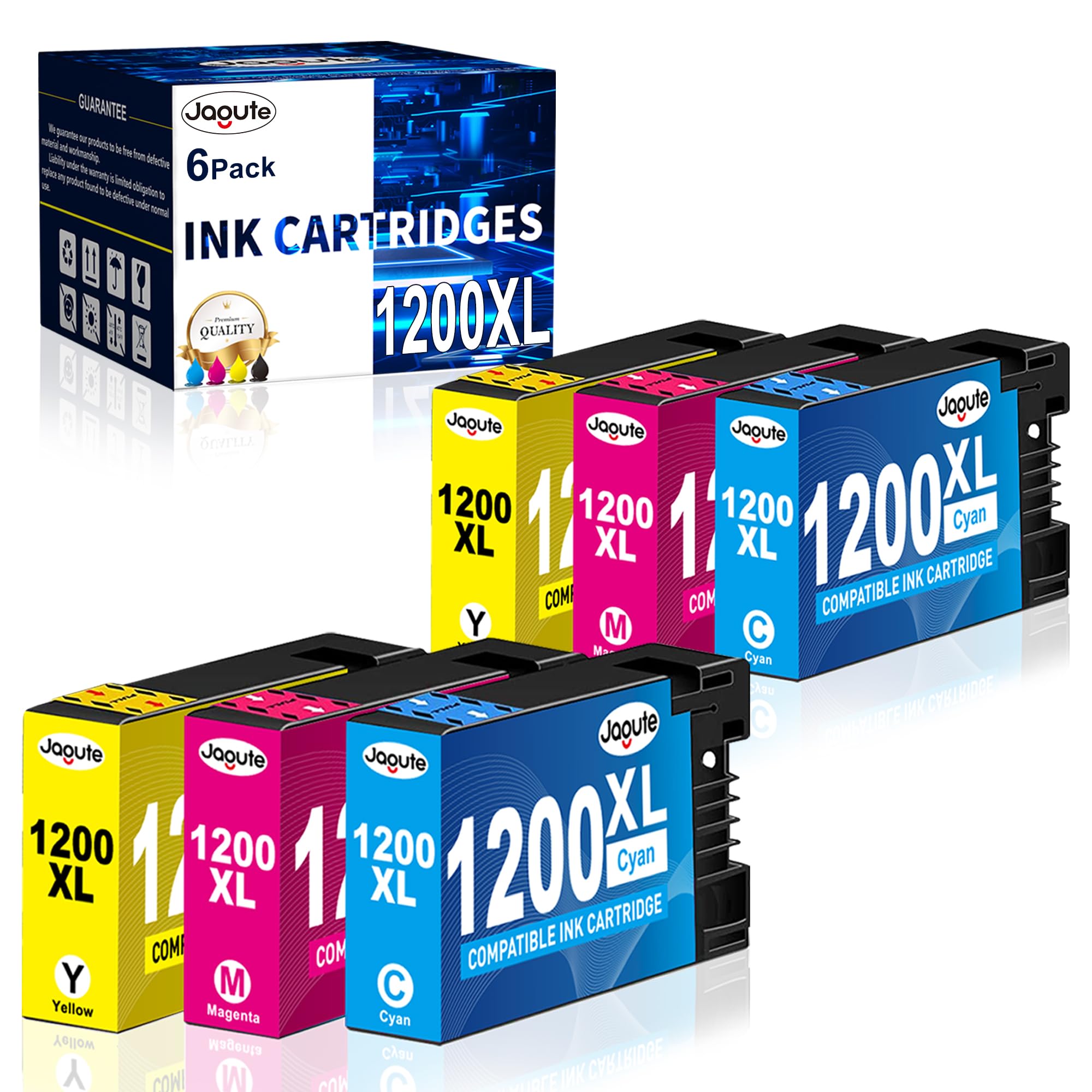 Jagute Maxify 1200XL Ink Cartridges 6-Pack - Compatible for PGI-1200XL Printers - Home & Office Use