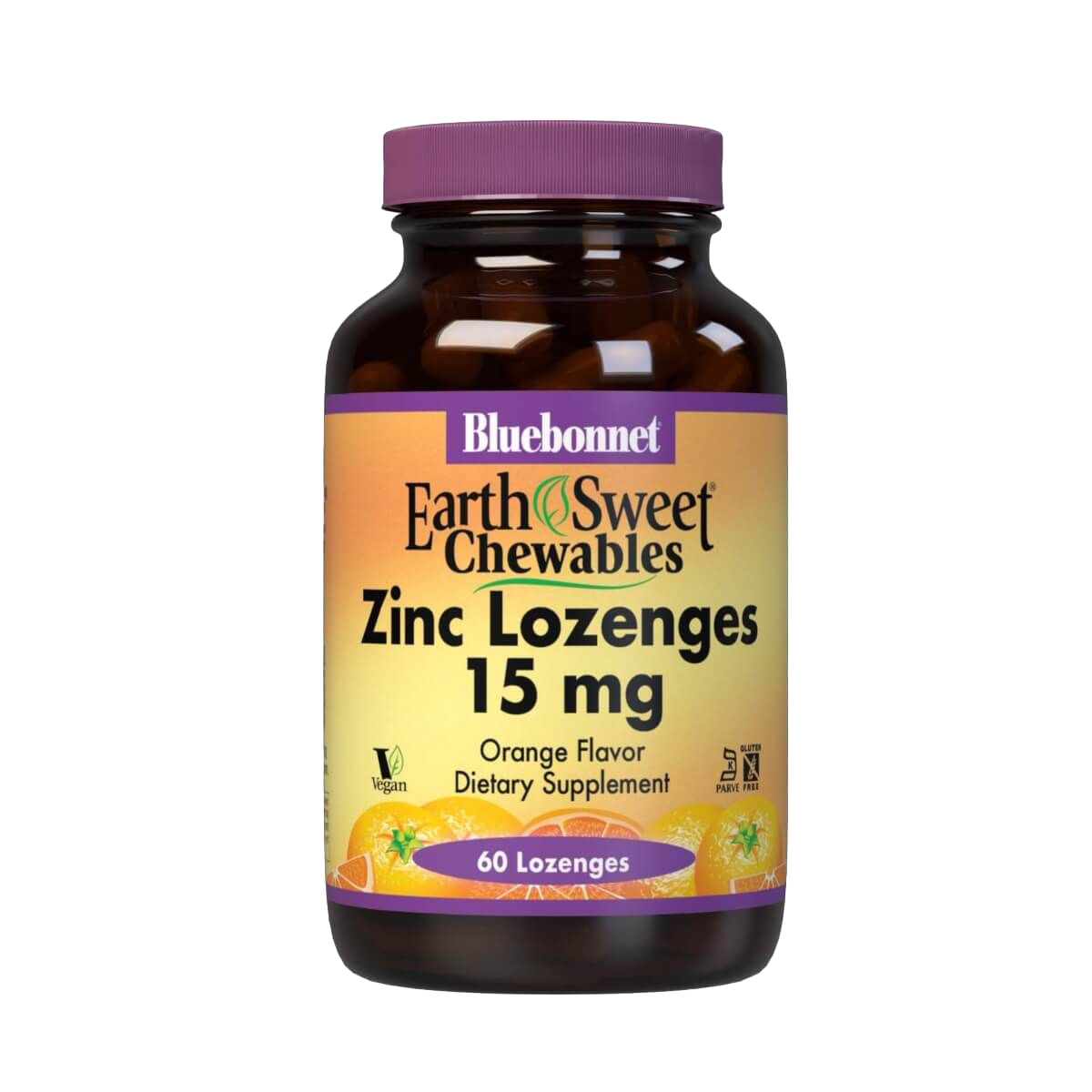 Bluebonnet EarthSweet Chewable Zinc 15mg Orange Flavor - 60 Lozenges for Immune Support & Wellness - Perfect for Kids and Adults On-The-Go