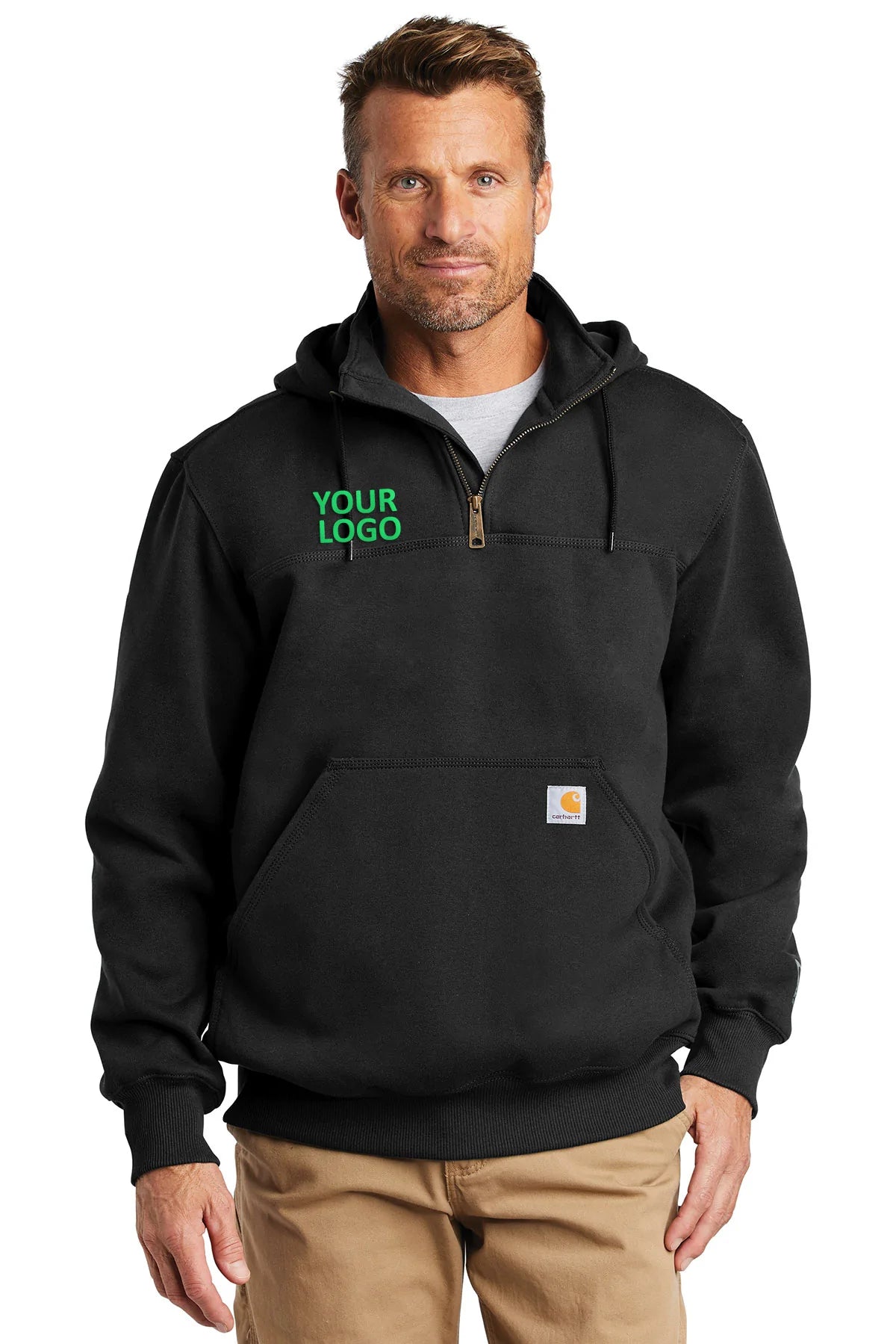Carhartt Rain Defender Paxton Zip-Up Hooded Sweatshirt for Men - Water-Resistant, Durable & Comfortable - Perfect for Outdoor Work, Hiking & Casual Wear (Black)