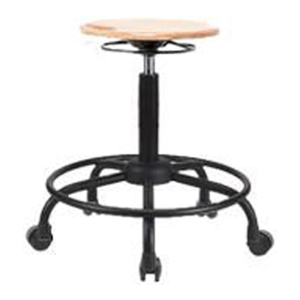 Thomas WDHSO-RT-RG Adjustable Height Wooden Stool with Round Tube Base & Glides - Burgundy Home Office Chair for Desk, Kitchen Counter, or Bar Seating