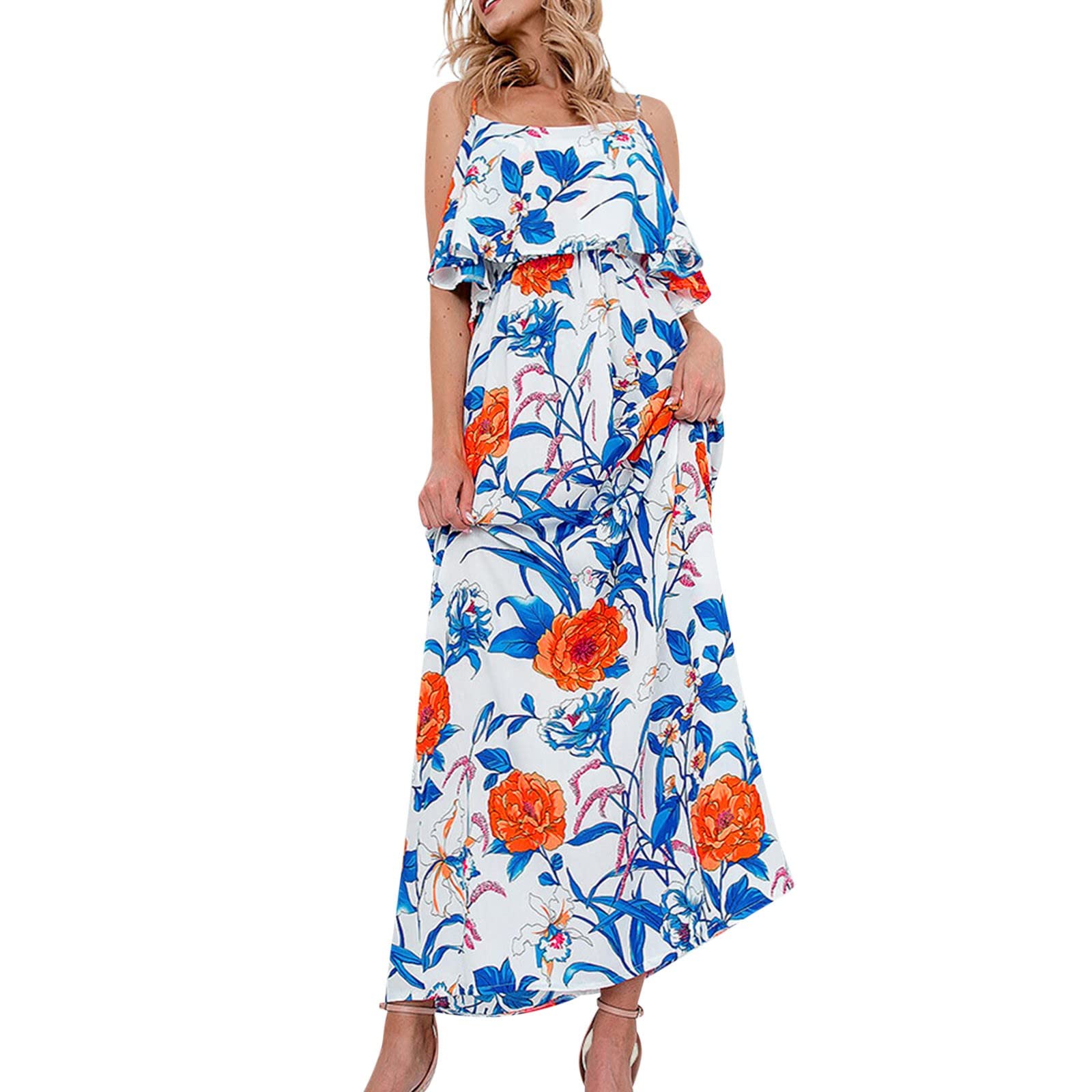Women's Summer Maxi Dress 2022 - Cute Casual Long Dress with Pockets for Beach, Party & Everyday Wear | Flowy Split Hem Sundress