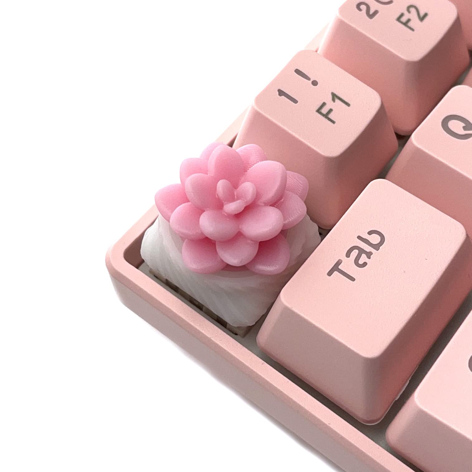 Succulent Artisan Keycap for MX Mechanical Gaming Keyboards - Handmade Echeveria Design in Pink | Perfect for Custom Keyboard Builds & Gamer Gifts