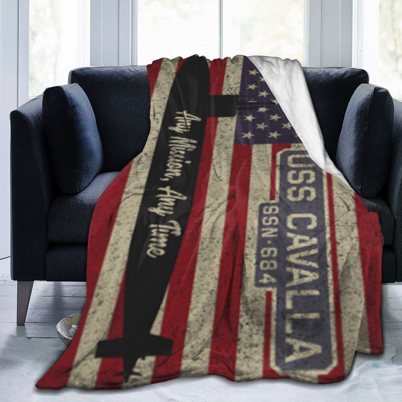 USS Cavalla SSN-684 Navy Submarine Themed Flannel Fleece Hooded Blanket - Soft Warm Round Throw for Bed, Couch & Living Room - Perfect for Movie Nights, Camping & Outdoor Adventures
