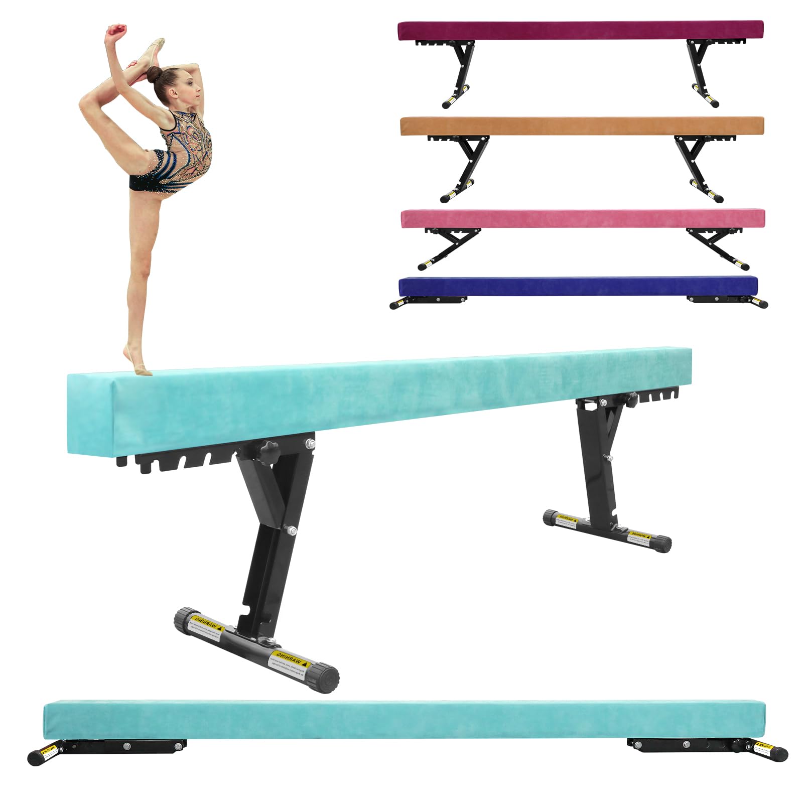 Adjustable 8ft Balance Beam for Kids - High & Low Floor Gymnastics Equipment with Legs | Home Training, Professional Practice & Club Use | Perfect for Indoor Gymnastics, Backyard Play & Skill Development
