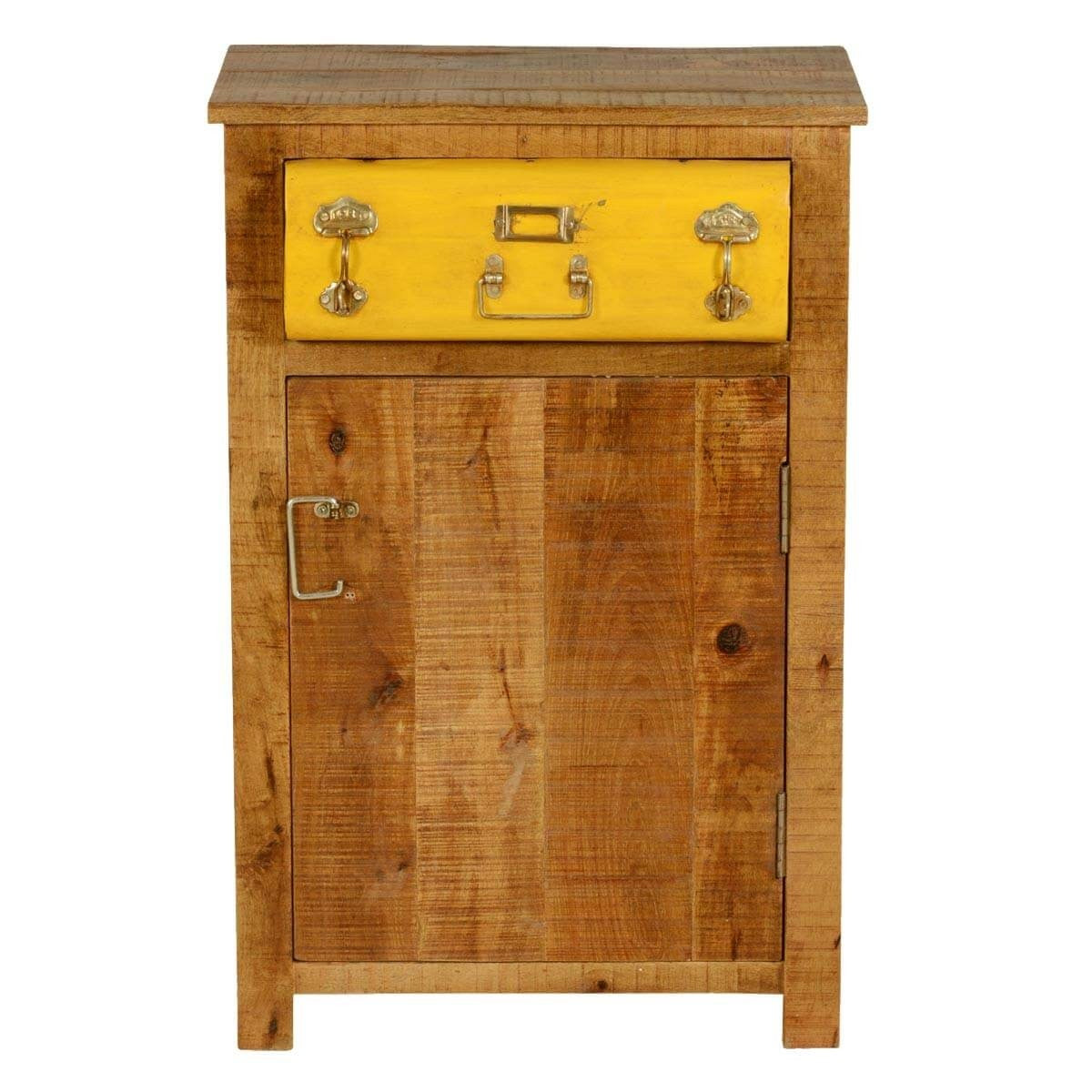 Solid Wood Side Table with Single Drawer - Handcrafted Indian Teak Wood Nightstand for Bedroom, Living Room & Office - Stylish Freestanding End Table with Storage
