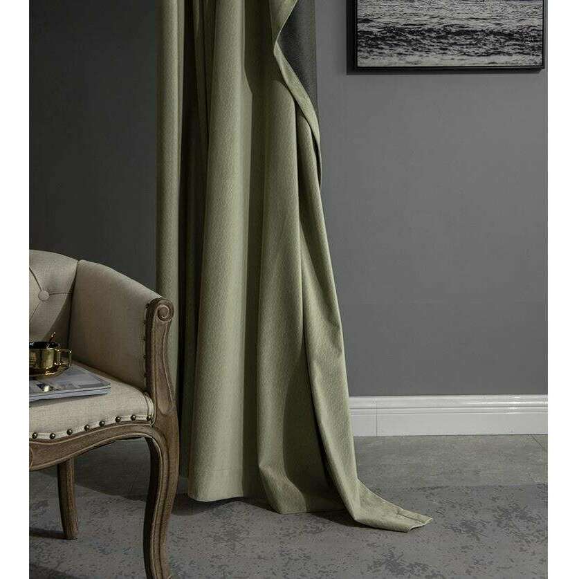 Luxury Jacquard Velvet Woven Design Curtains Light Green - Elegant Window Treatments for Living Room, Bedroom & Home Decor
