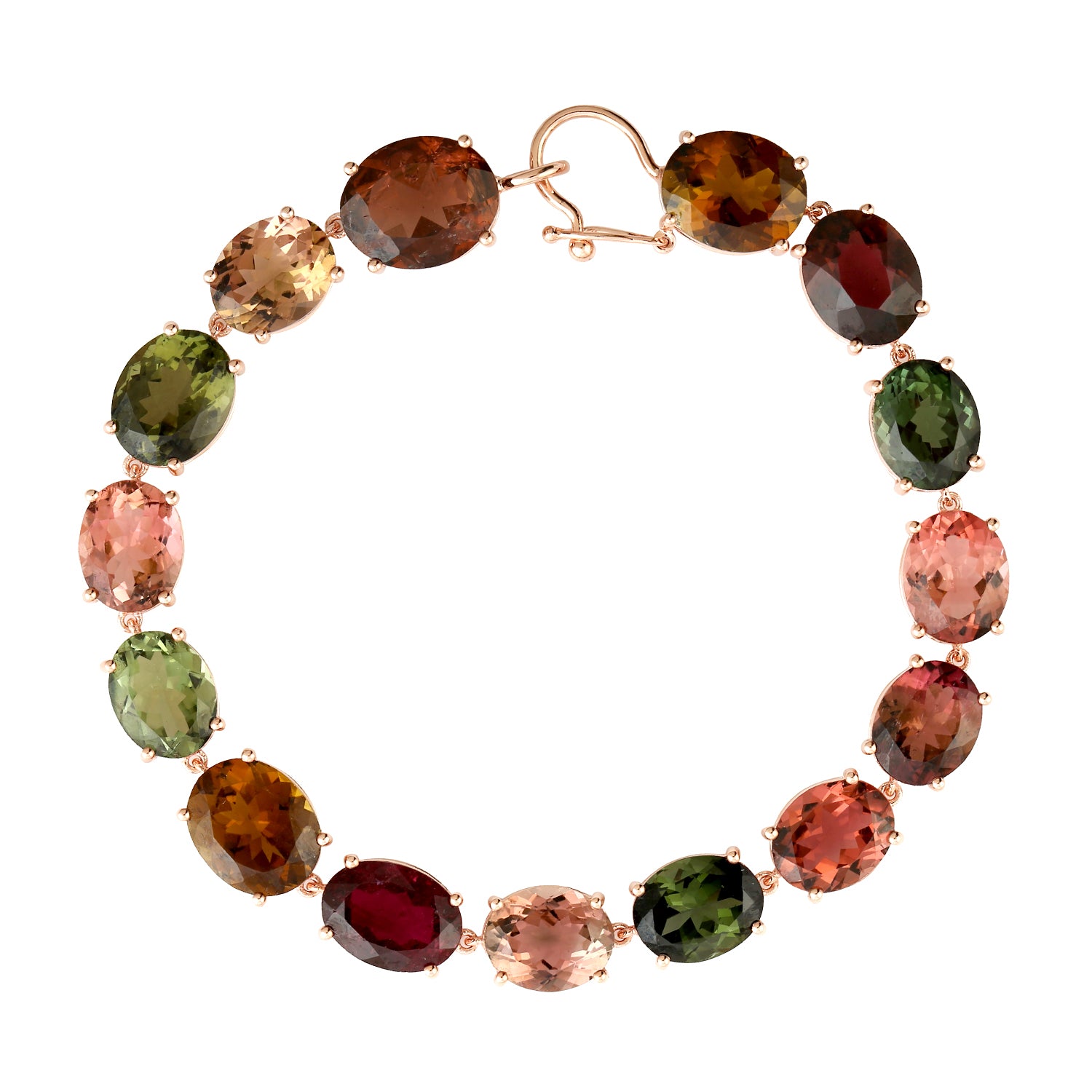 Handmade 18k Rose Gold Faceted Multicolor Tourmaline Bracelet - Elegant Jewelry Gift for Women, Birthday, Anniversary & Special Occasions | Perfect for Parties, Weddings & Daily Wear