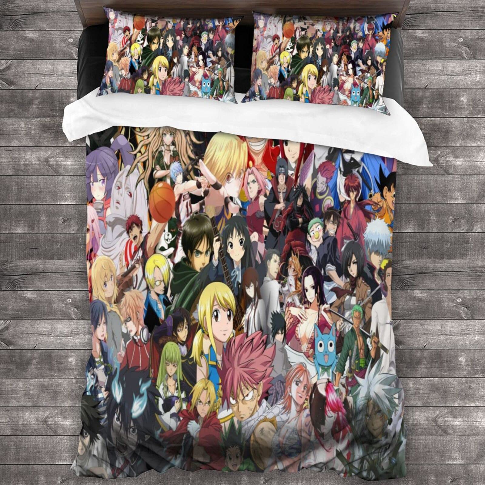 **Anime Bedding Sets Twin Size - 3 Piece Cute Duvet Cover with 2 Pillowcases for Boys, Girls & Kids - Soft & Comfortable Bed Sheets - Perfect for Bedrooms, Dorms & Sleepovers**