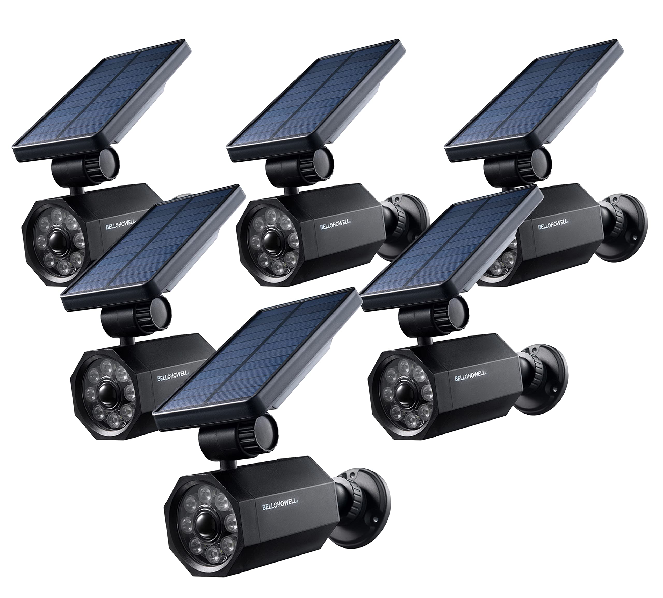 Bell+Howell Solar Spot Lights - Set of 6 Bionic LED Outdoor Lights with 25ft Motion Sensor, Waterproof & Frost Resistant, Solar Powered for Patio, Yard, Garden, Pathway Lighting - Perfect for Home Security and Landscape Illumination