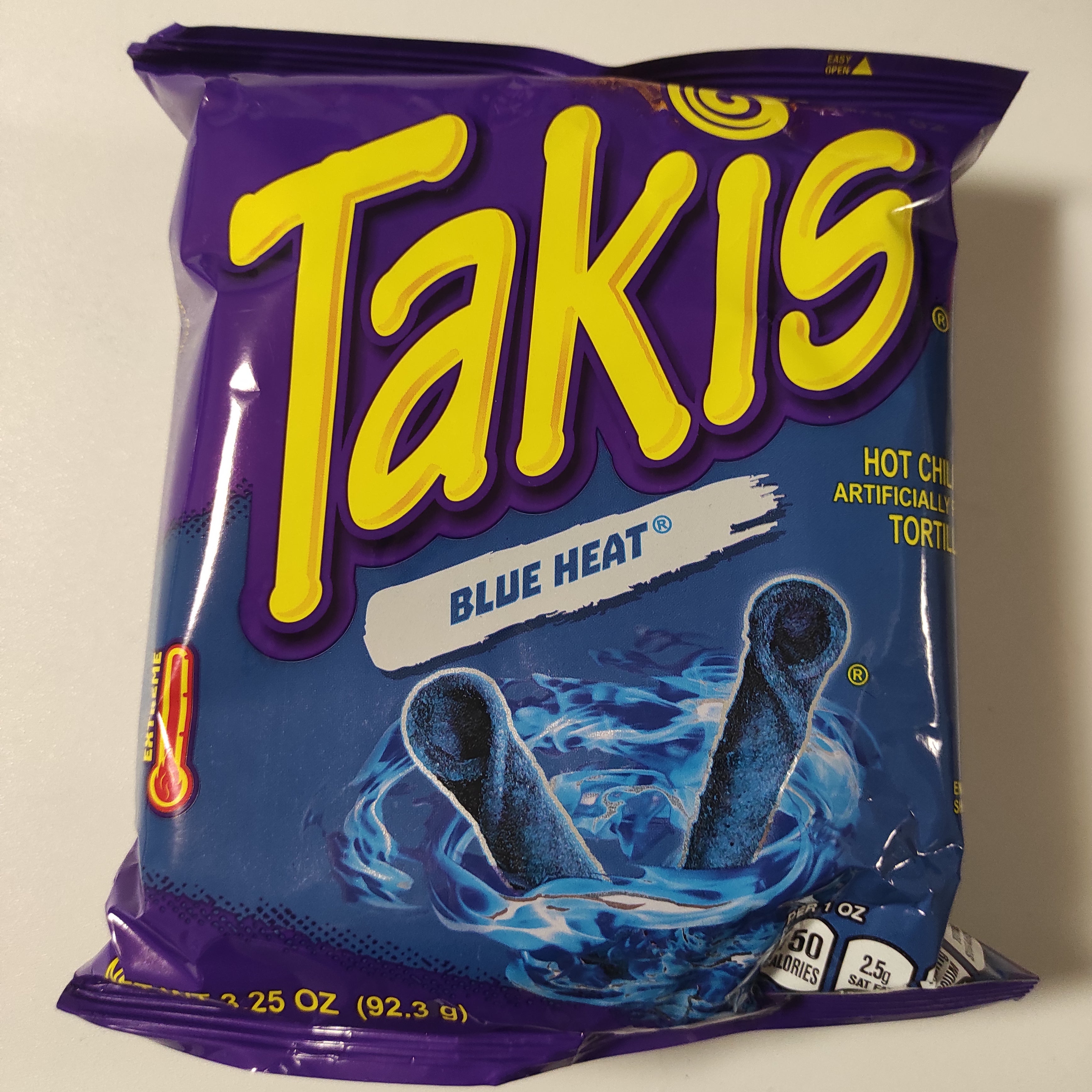 Takis Blue Heat Extra Spicy Corn Snacks 92.3g (3.25oz) - Crunchy Rolled Tortilla Chips with Intense Flavor - Perfect for Parties, Movie Nights & Snack Time