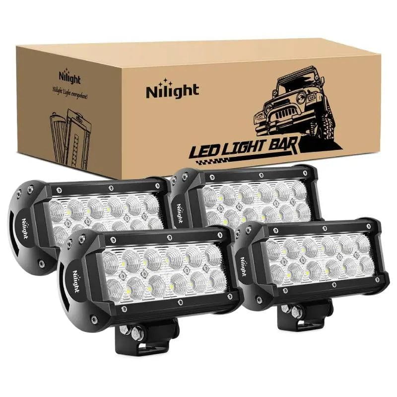 6.5 Inch 36W 3600LM Double Row Flood LED Light Bars (2 Pairs) - Super Bright Off-Road Lighting for Trucks, ATVs, UTVs & Boats - Waterproof & Durable for Outdoor Adventures