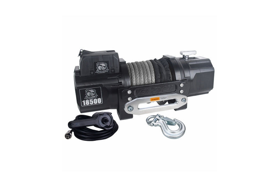 Heavy Duty Bulldog Winch 18500lb with Synthetic Rope - Off-Road Recovery, Towing, and Vehicle Rescue
