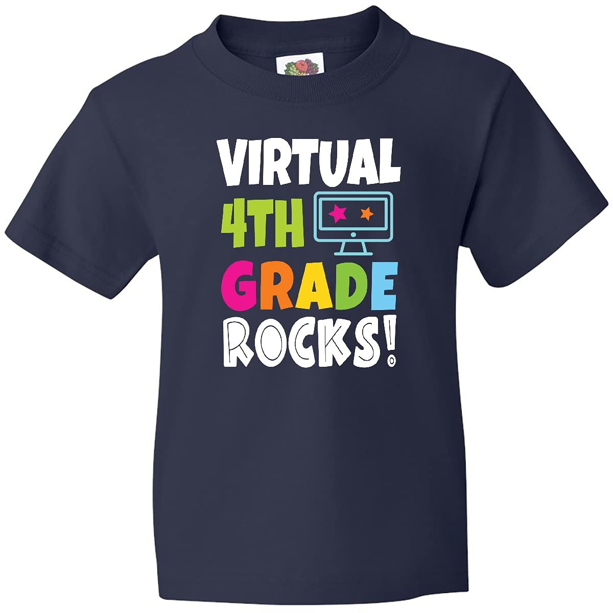 Inktastic Virtual 4th Grade Rocks Youth T-Shirt - Fun Back to School Computer Design for Kids | Perfect for Classroom, Online Learning & School Spirit Events