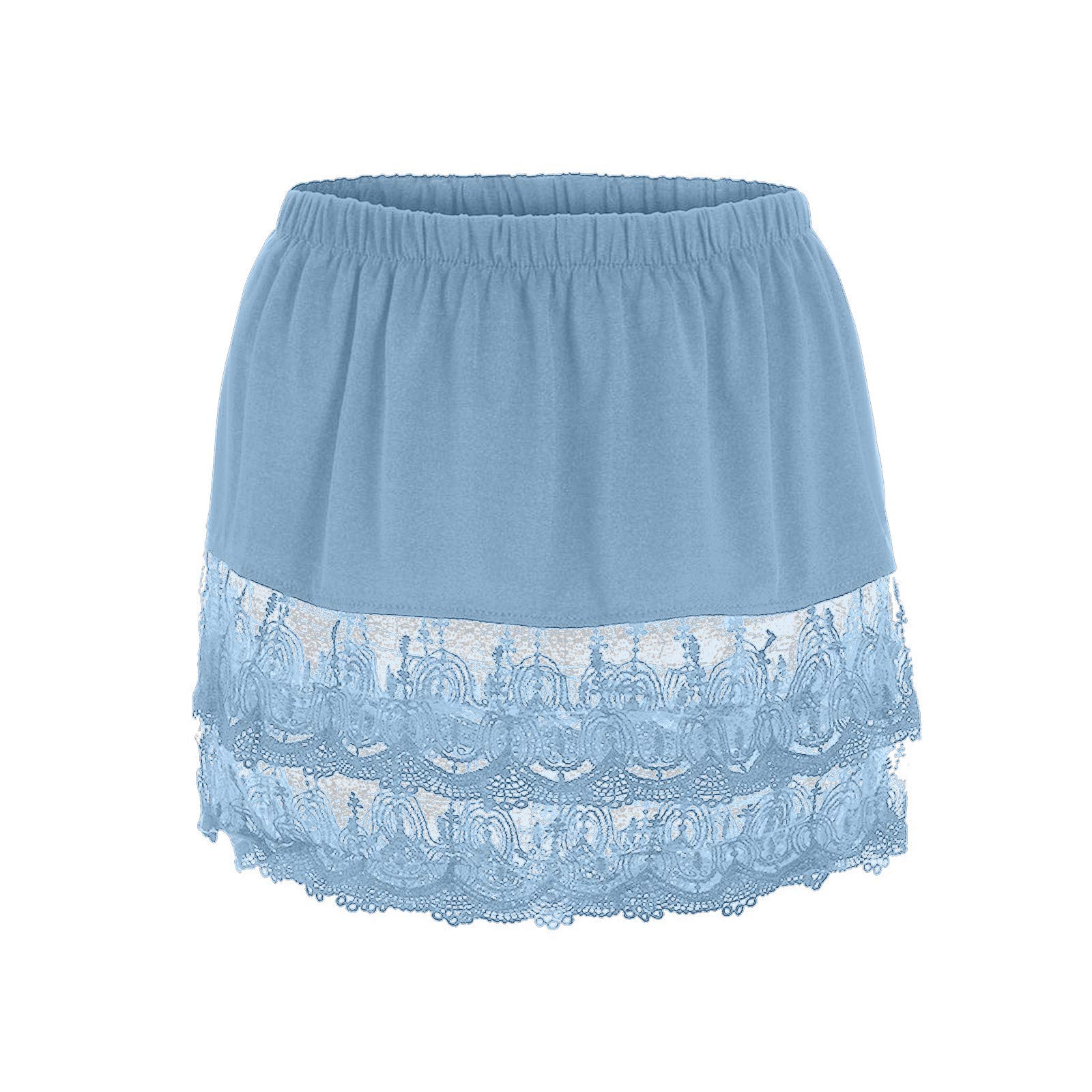 Women's Tiered Lace Trim Half Sheer Layered Slip Skirt - Elegant Extender Skirt for Dresses, Casual Wear & Special Occasions