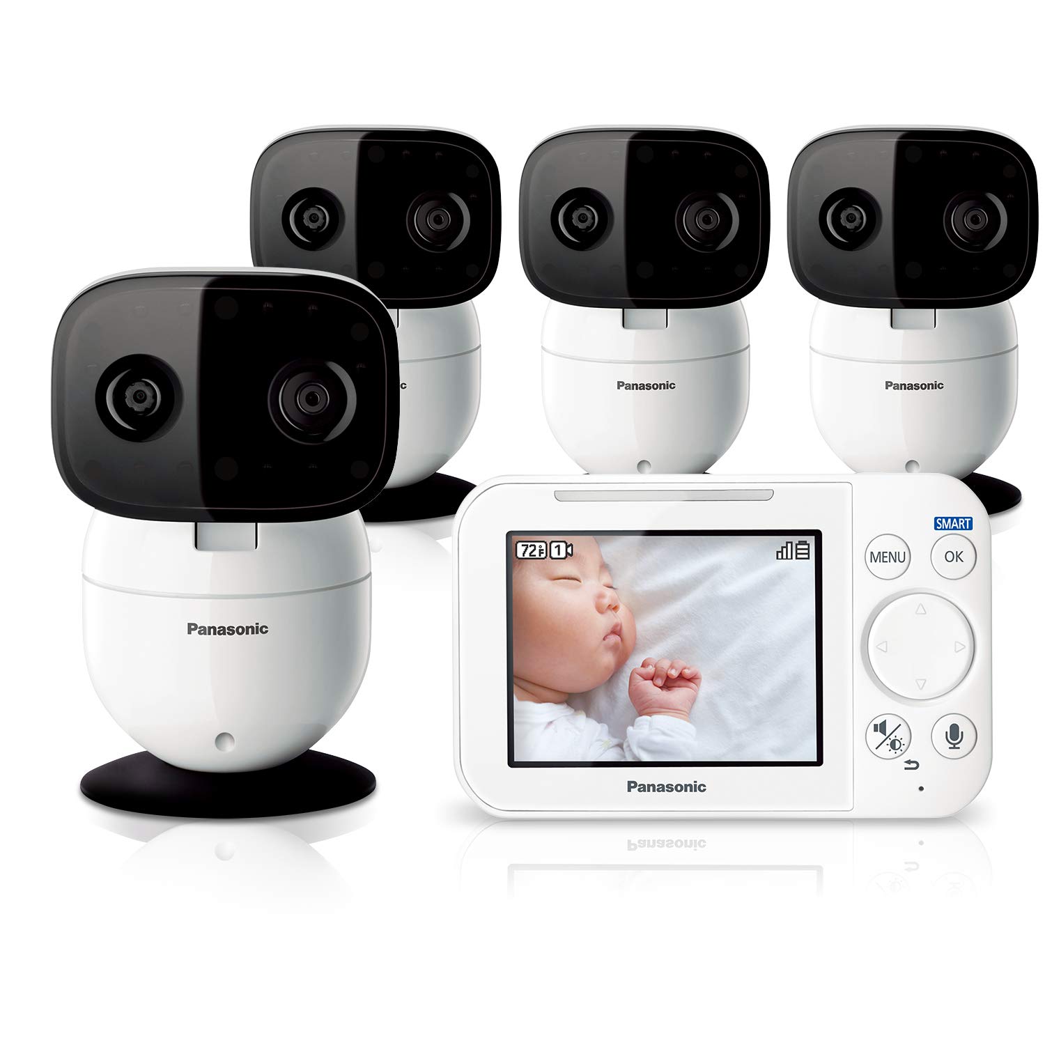 Panasonic Remote Pan/Tilt/Zoom Video Baby Monitor with 2-Way Talk, Lullabies & 4 Cameras - Long Range, Secure Connection & Portable Design for Nursery, Bedroom & Travel Use
