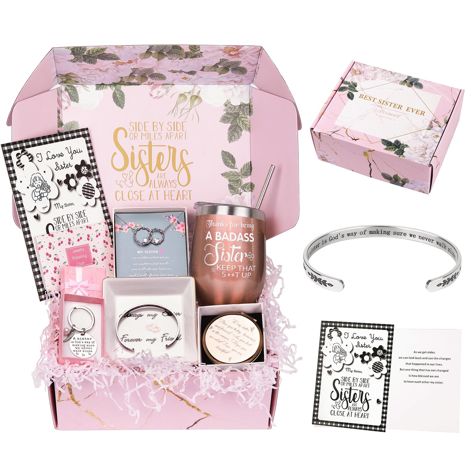 Best Birthday Gifts for Women - Thoughtful Sister Necklace & Bracelet Set - Perfect Christmas, Thanksgiving, Graduation & Mother's Day Present - Meaningful Jewelry Gift for Female Friends & Sisters