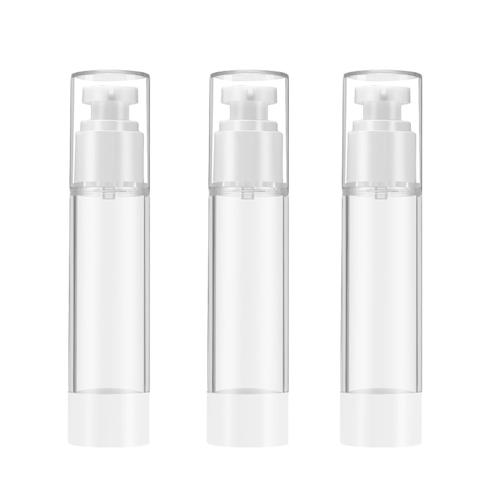 Qeuly 3 Pack 0.5 oz Airless Pump Bottles - Travel Size Refillable Cosmetic Dispensers for Lotion, Foundation, Moisturizer & Shampoo | Leak-Proof Toiletry Containers for Makeup, Skincare & Travel Essentials