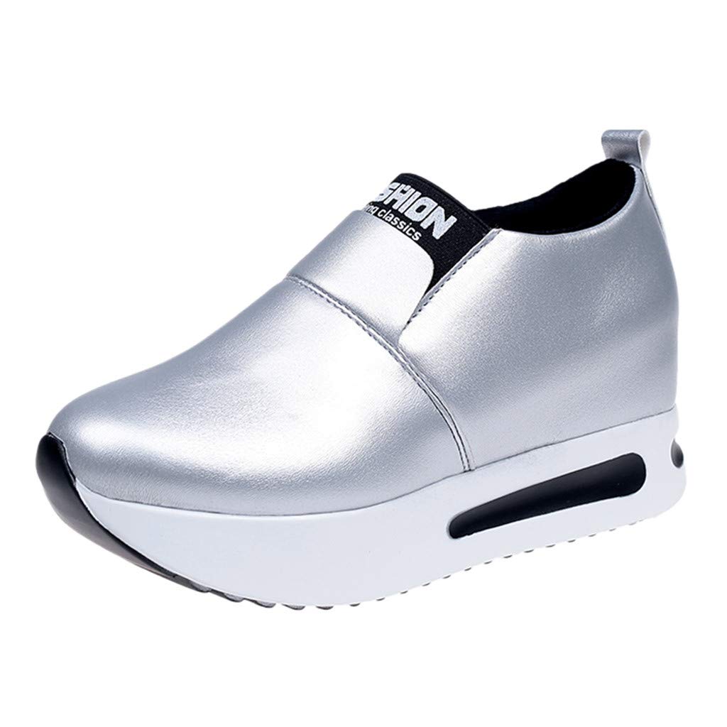 RUIY Women's White Platform Sneakers - Slip-On Wedge Casual Fashion Shoes with Thick Sole for Sports & Everyday Wear | Perfect for Walking, Running, Gym & Street Style Outfits