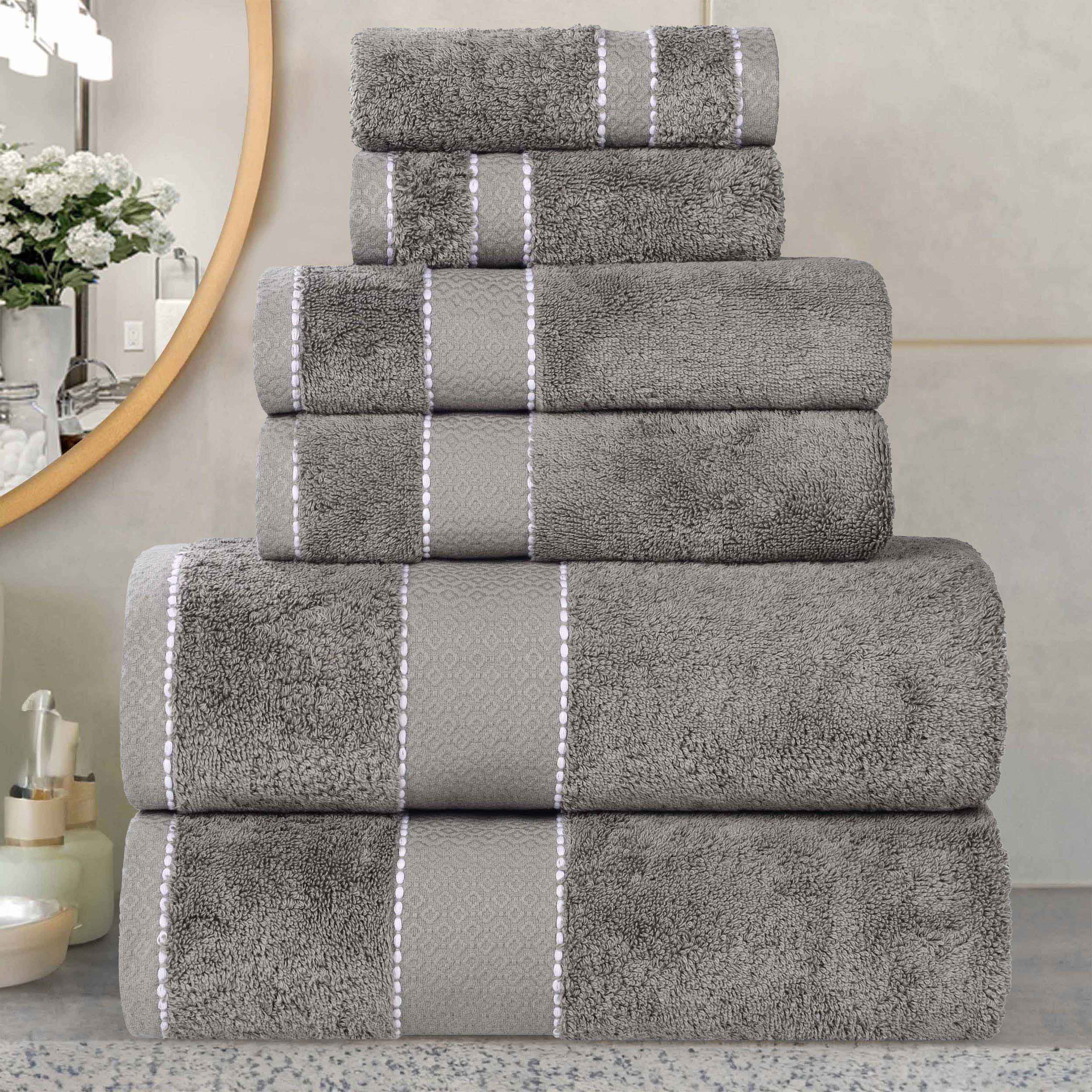 Premium 6-Piece Giza Cotton Towel Set - Ultra Absorbent & Soft Egyptian Dobby Weave - Perfect for Bath, Spa, and Luxury Home Use