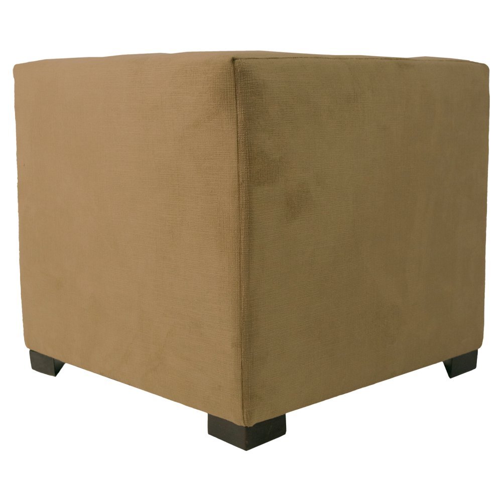 MJL Furniture Designs Merton Collection - Modern Fabric Cube Ottoman Footrest with 4-Button Tufting, Ennis Series in Coffee Brown | Perfect for Living Room, Bedroom & Office Comfort