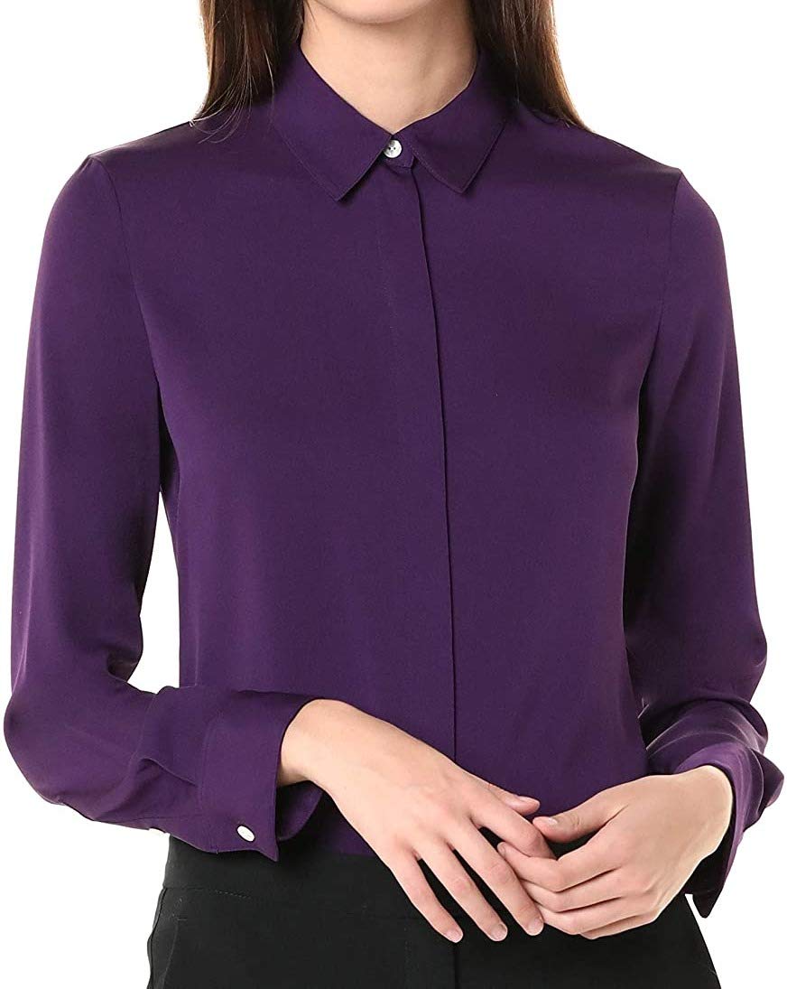 Theory Women's Classic Fitted Button-Down Shirt - Slim Fit Office Blouse for Professional & Casual Wear | Perfect for Work, Business Meetings & Everyday Outfits