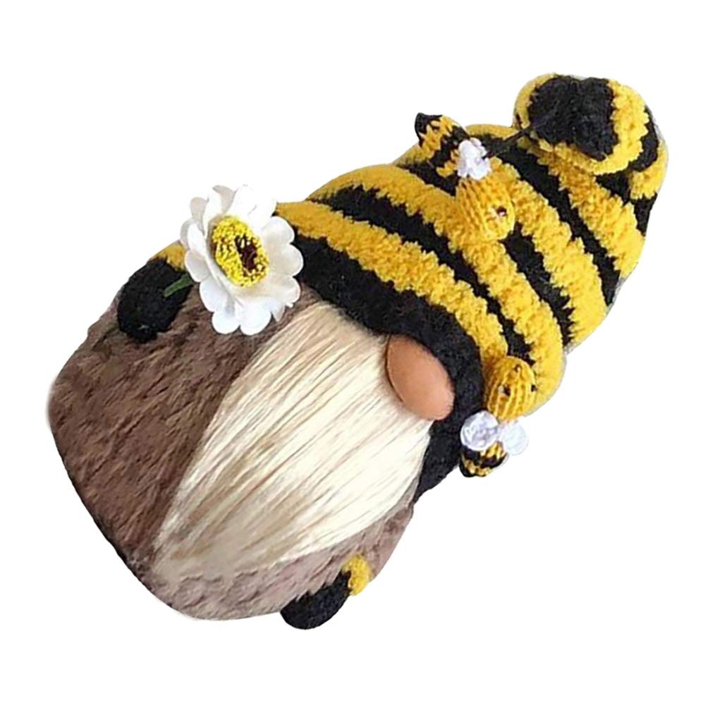 PRETYZOOM Knitted Bumblebee Dwarf Gnome Toy - Scandinavian Nisse Elf Figurine for Table Display, Sunflower Gnome Home Decor, Perfect for Party Decorations & Dining Table Centerpiece | Cute Gift Idea for Garden, Christmas, and Nordic-Themed Events