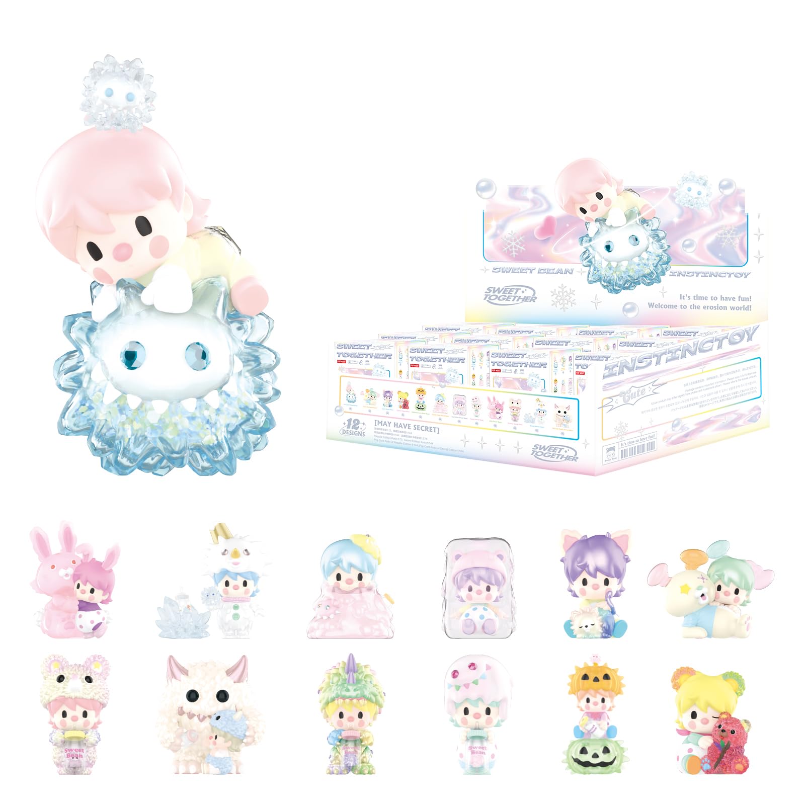 POP MART Sweet Bean × INSTINCTOY Sweet Together Series - 12PCs Blind Box Collectible Figures (Random Design) | Cute Action Figure Toys for Home Decor, Holiday & Birthday Gifts | Perfect for Anime Fans, Kawaii Collectors & Office Desk Display