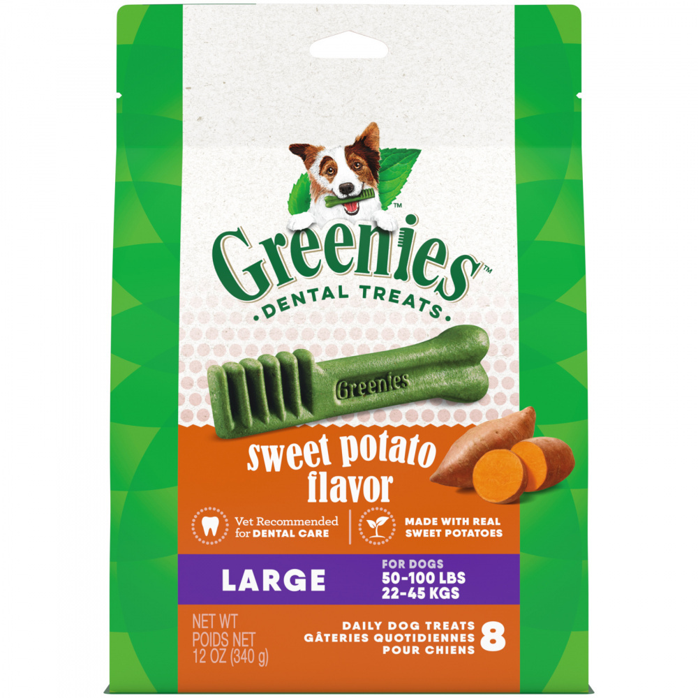 Greenies Dental Chews for Dogs - Large Size, Sweet Potato Flavor | Promotes Oral Health & Freshens Breath - Perfect for Large Breed Dogs at Home or Travel
