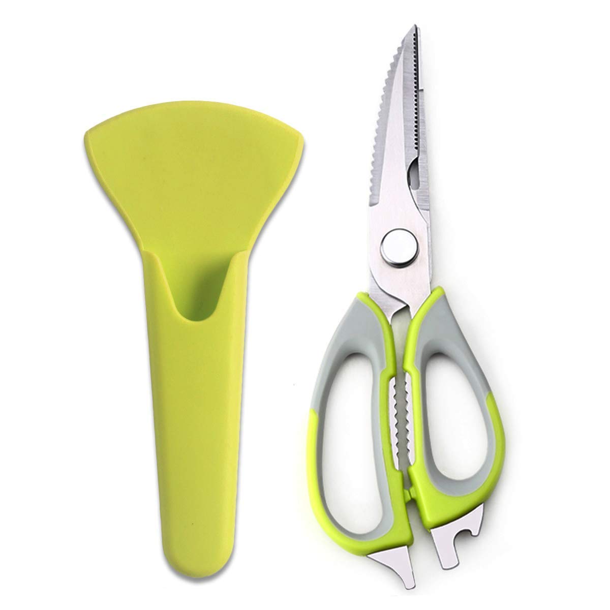 7-in-1 Stainless Steel Kitchen Scissors with Magnetic Cover - Multipurpose Heavy Duty Shears for Cooking, Crafting & Gardening | Perfect for Cutting Herbs, Trimming Plants & Opening Packages