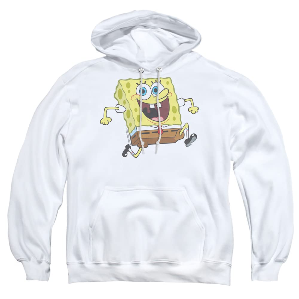 Popfunk Classic SpongeBob Happy Running Hoodie - Unisex Adult Pullover Sweatshirt | Casual Wear, Gift for SpongeBob Fans, Cosplay & Everyday Comfort