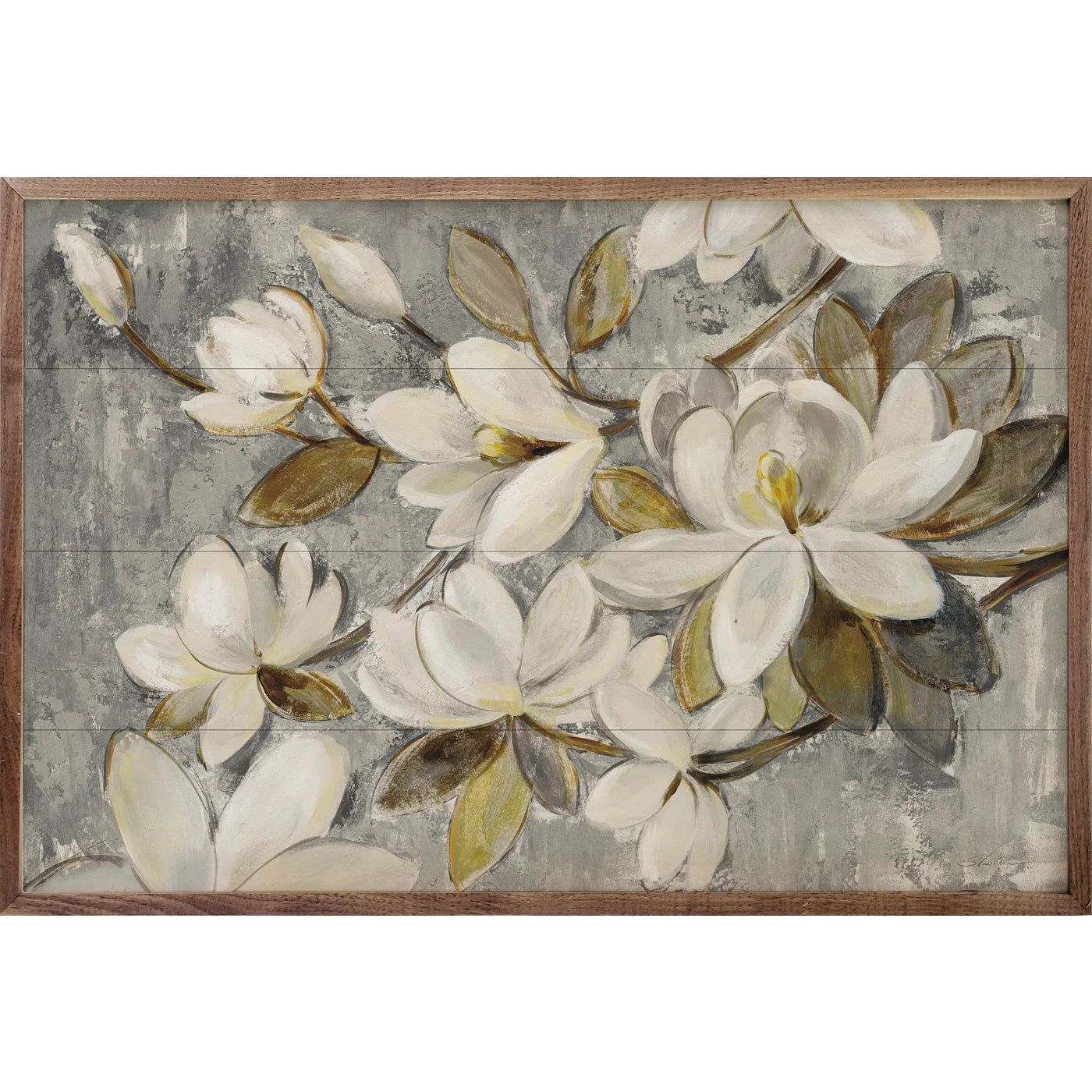 Magnolia Simplicity By Silvia Vassileva - Wood Framed Wall Art Print - Floral Home Decor for Living Room, Bedroom & Office