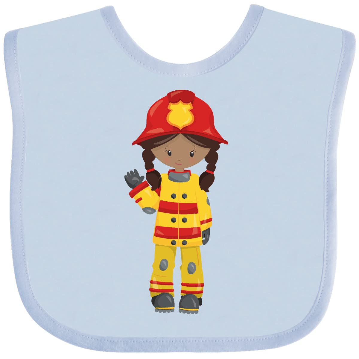 Inktastic African American Girl Firefighter Baby Bib - Cute & Durable Drool Bib for Infants & Toddlers - Perfect for Feeding, Playtime & Daycare