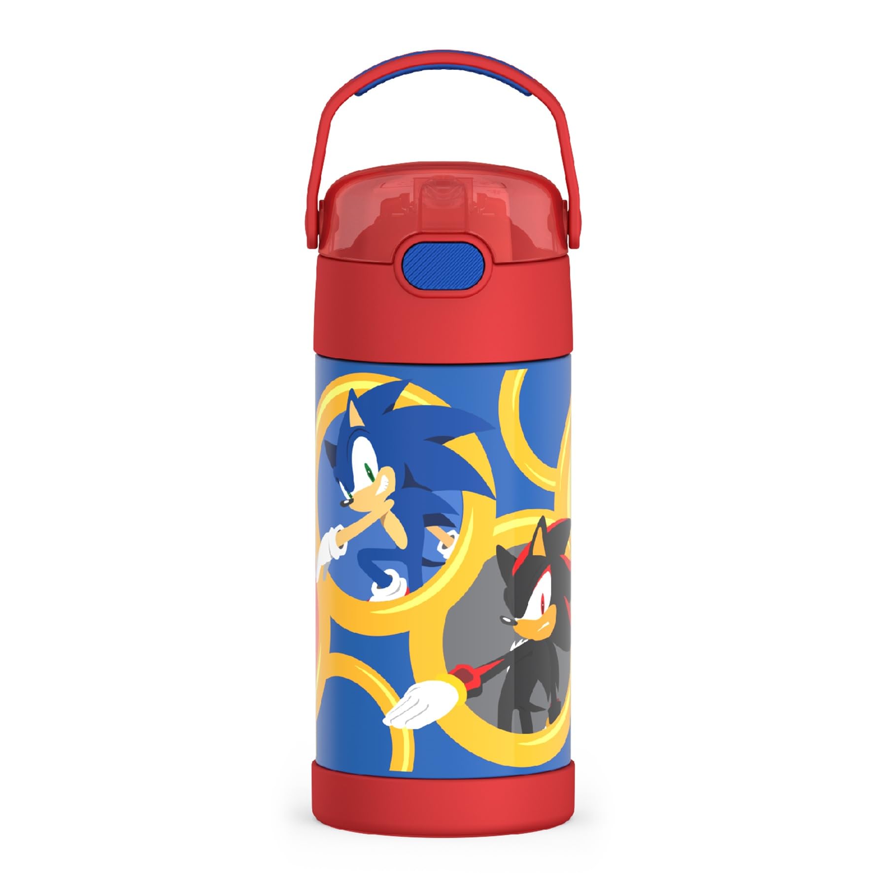 Thermos Funtainer 12oz Kids Stainless Steel Vacuum Insulated Water Bottle with Straw & Lid - Sonic The Hedgehog Design - Leakproof & BPA-Free for School, Sports & Outdoor Activities