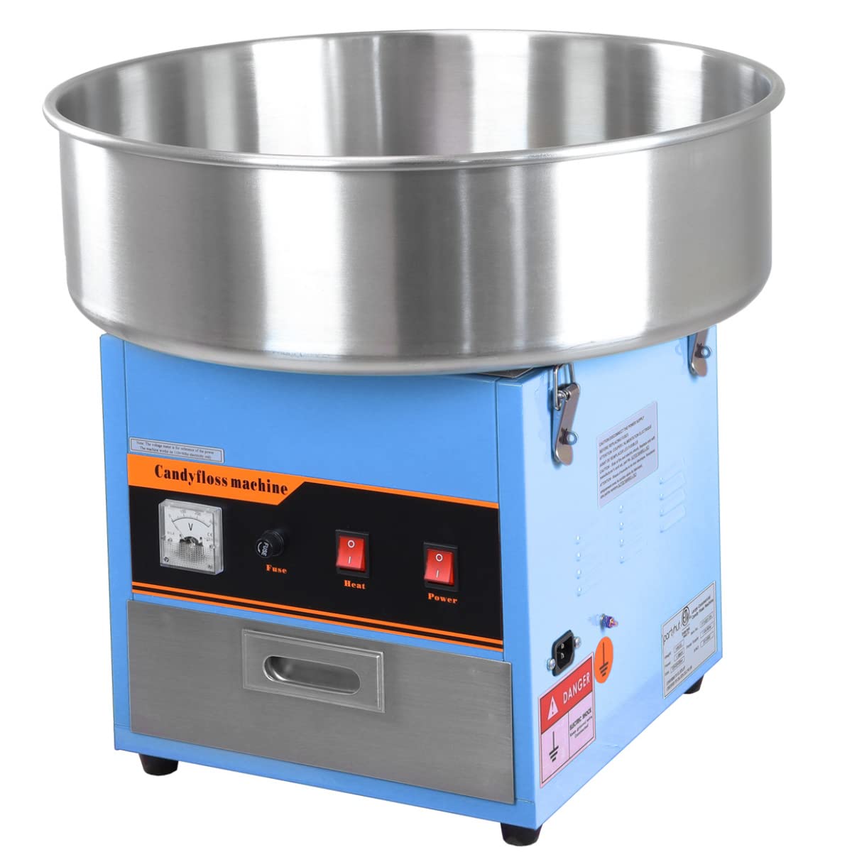 Commercial Cotton Candy Machine for Large Events - Heavy Duty Candy Floss Maker with Stand (Blue) - Perfect for Birthday Parties, Carnivals, and Fair Concessions