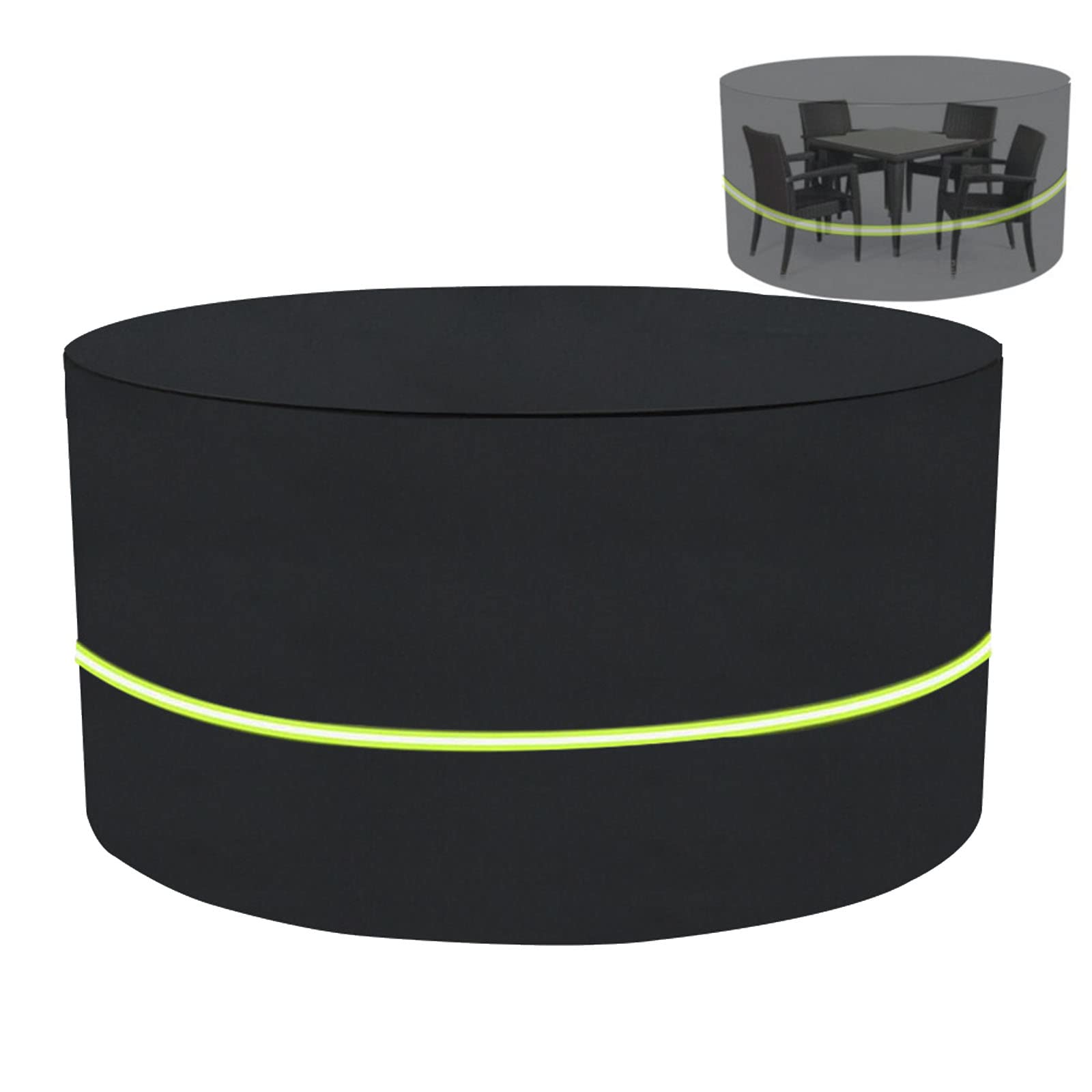 Waterproof Outdoor Garden Furniture Cover with Reflective Strip - 89.37x39.37in Round Table & Chair Protector - UV Resistant, Dustproof Patio Cover for Rain & Weather Protection (Black) - Perfect for Backyard, Deck, and Poolside Furniture