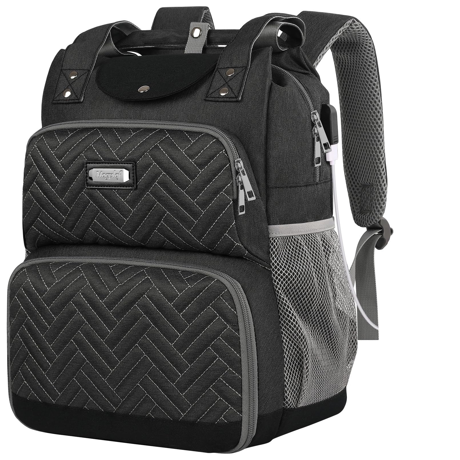 Mogplof Insulated Lunch Backpack for Women - 15.6 Inch Water-Resistant Lunch Bag with USB Charging Port & RFID Pockets - Work, Office, Picnic & Travel Lunch Box Backpack with Laptop Compartment - Perfect for Commuting, Hiking & Outdoor Activities