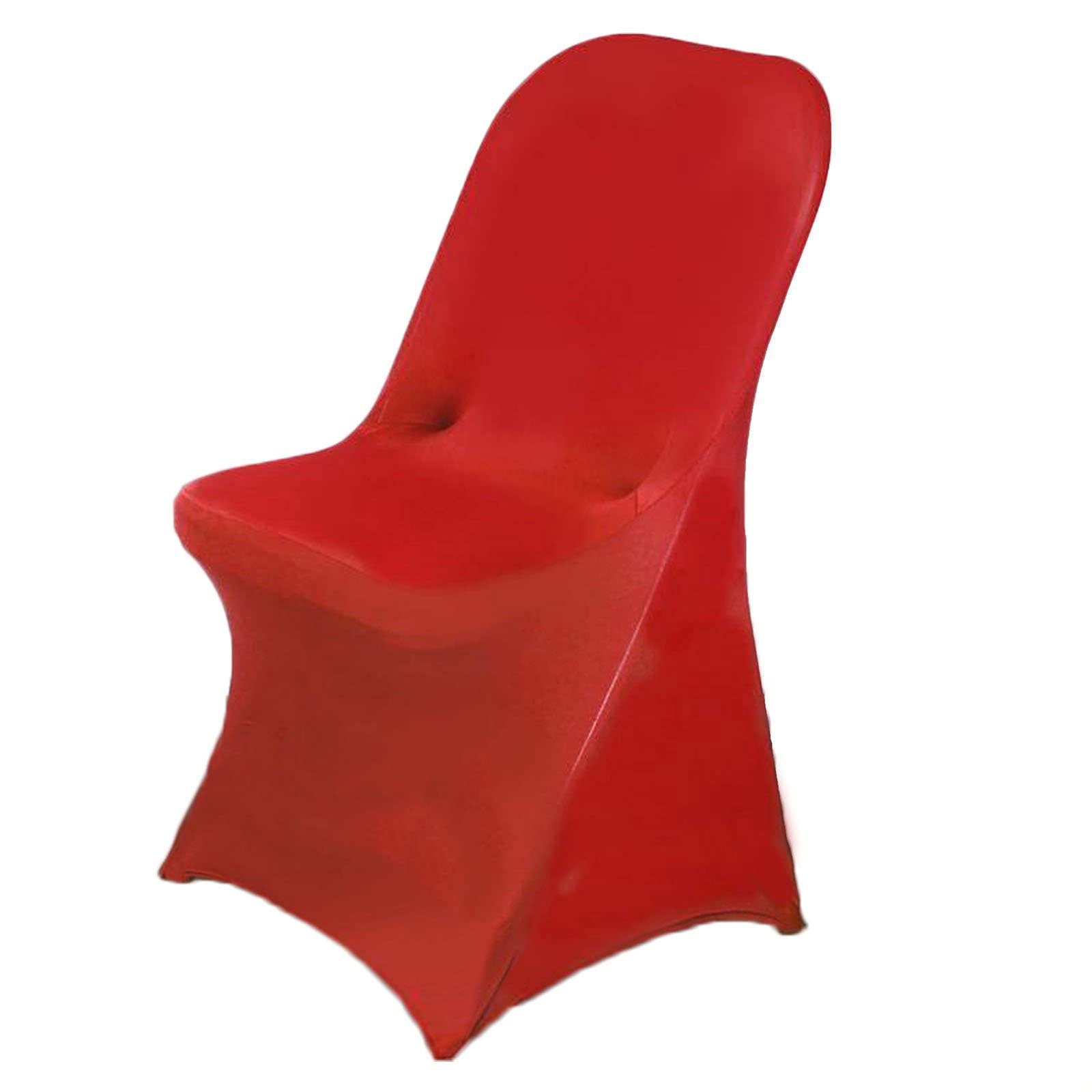 100 Pcs Red Spandex Stretchable Folding Chair Covers - Elastic Banquet Chair Slipcovers for Wedding, Party, Reception, Catering & Dining Decorations - Perfect for Indoor/Outdoor Events & Home Decor
