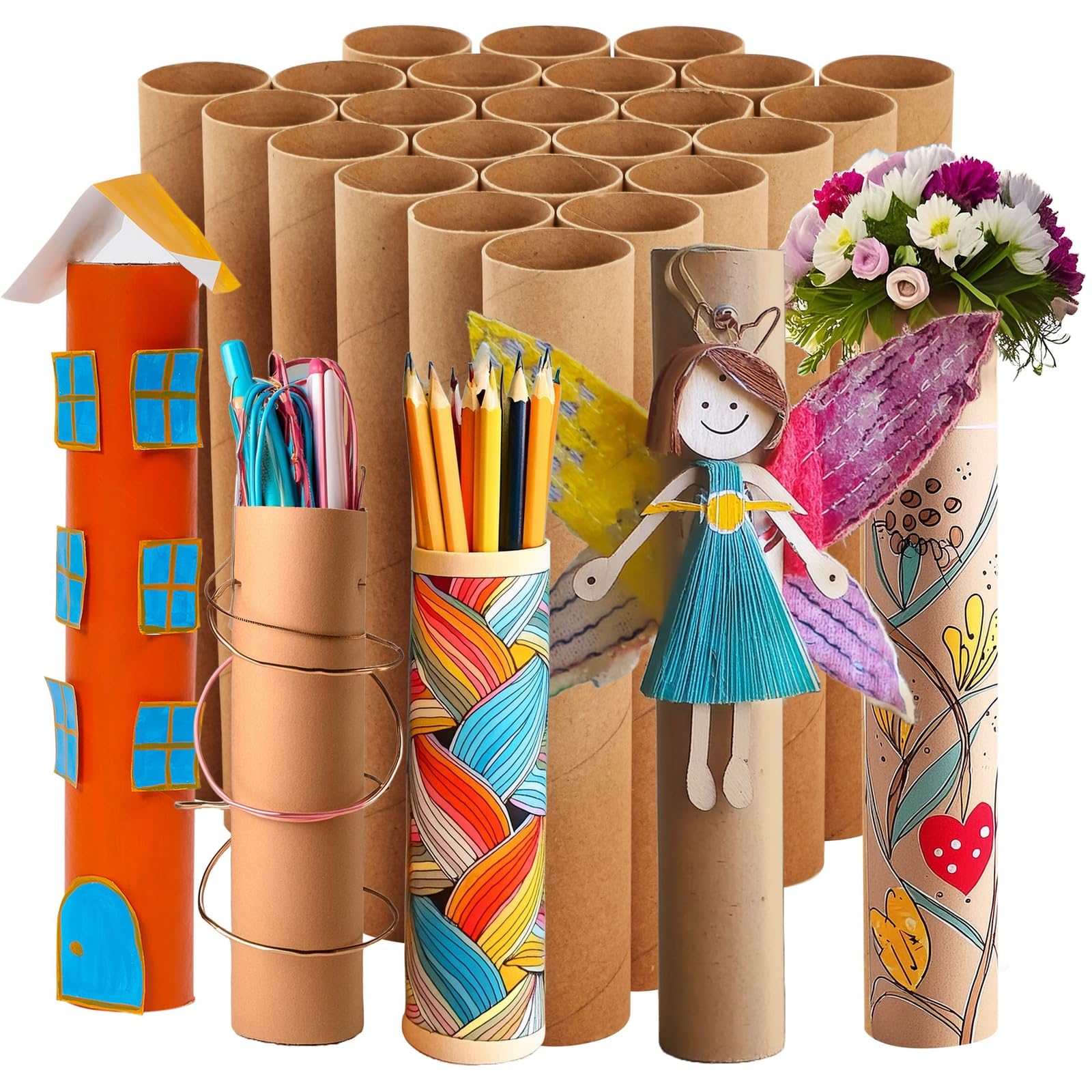 Bright Creations 10-Inch Brown Cardboard Tubes for DIY Crafts | 24-Pack Empty Paper Towel Rolls | Perfect for Classroom Projects, Gift Wrapping & Home Decor