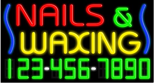 Stylish Nails & Waxing Glass Neon Sign #15012 – Handcrafted in USA | Perfect for Salon Decor, Manicure Shop Lighting, and Beauty Studio Wall Art