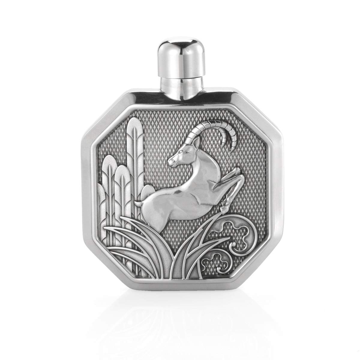 Royal Selangor Handcrafted Savannah Collection Pewter Gazelle Hip Flask - Elegant SM Gift for Whiskey Lovers, Outdoor Adventures & Special Occasions
