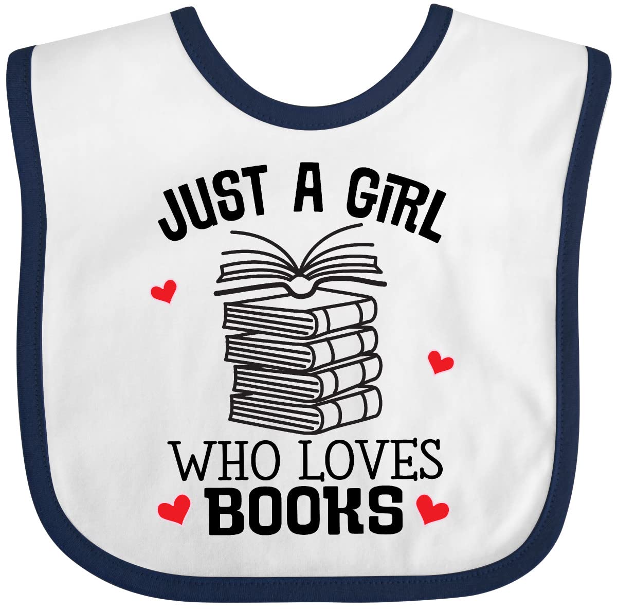 Inktastic Just a Girl Who Loves Books Baby Bib - Cute Literary-Themed Drool Bib for Book Lovers, Perfect for Reading Time & Baby Showers