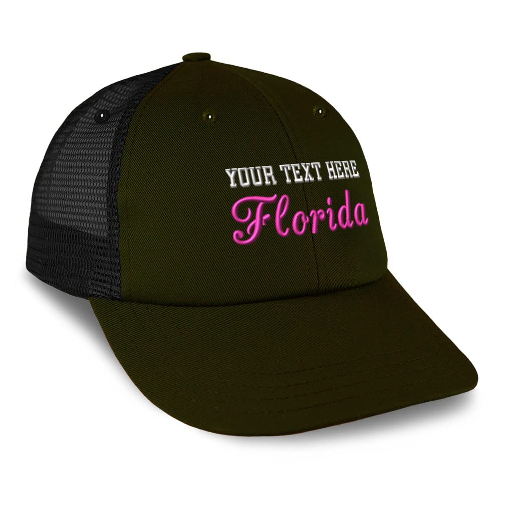 Custom Embroidered Florida State Trucker Hats for Men & Women - Adjustable Mesh Baseball Cap for Outdoor Sports, Fishing & Road Trips