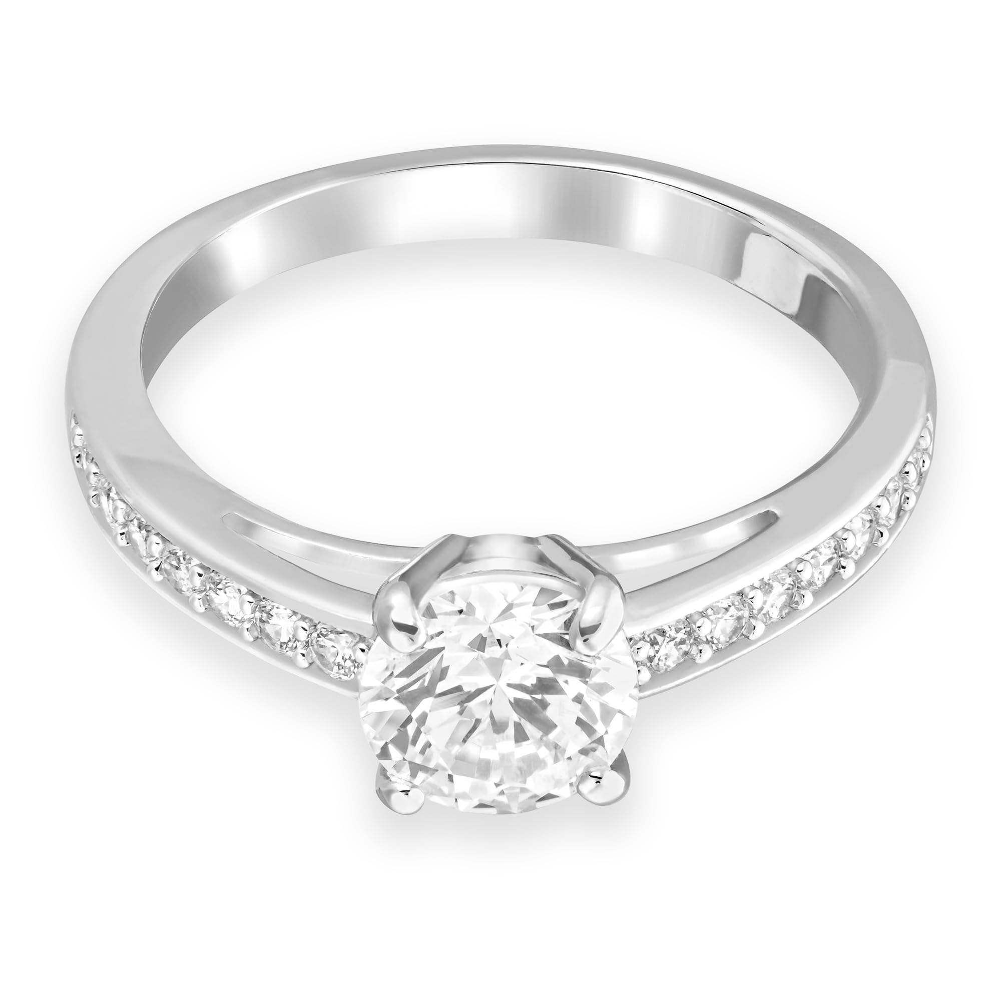 Swarovski Attract Ring - Rhodium Finish, Clear Crystals for Elegant Occasions