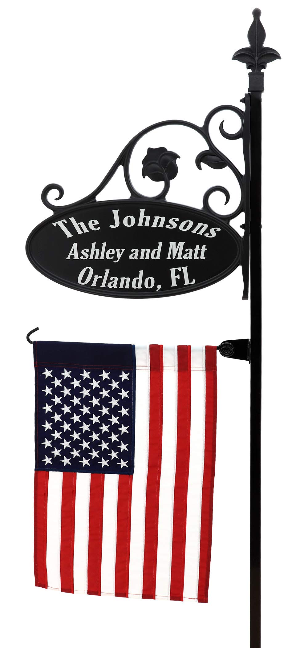 Handcrafted Double-Sided Reflective RV Park Sign with American Flag - 47