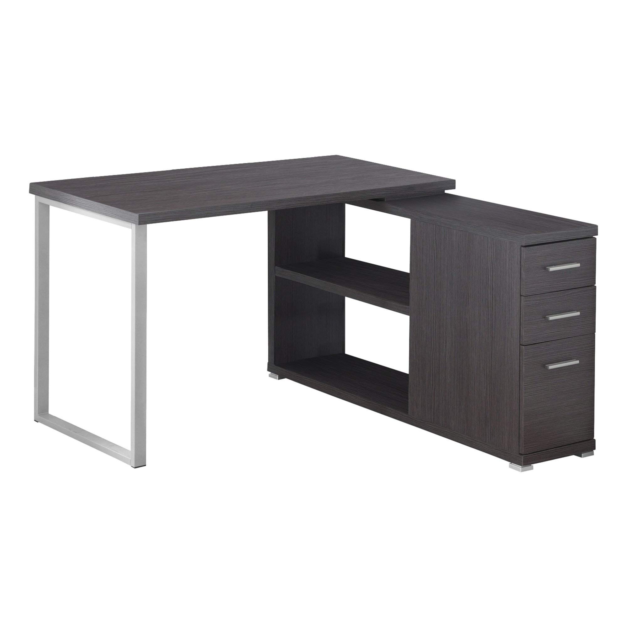 Ergonomic L-Shaped Computer Desk with Left or Right Facing Corner - Grey Home Office Desk for Work & Gaming - Perfect for Small Spaces & Corner Setups